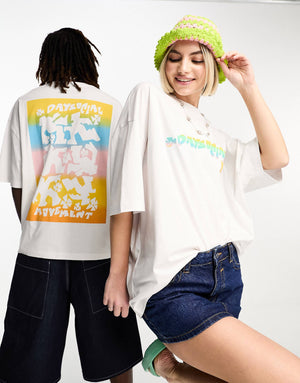 Unisex Social Large Rainbow Graphic Print T-shirt